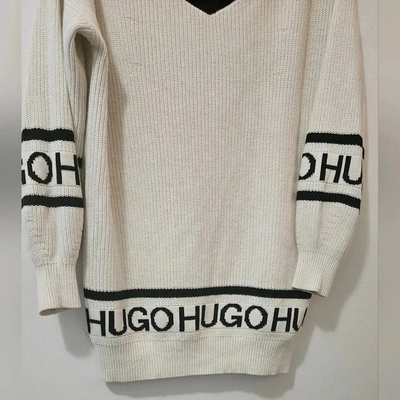 Hugo Boss Oversized Eggshell Cottage Wide Neckline Bishops Sleeve sz S - Picture 4 of 17